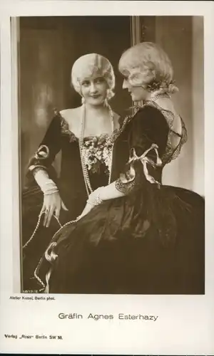 Ak Schauspielerin Gräfin Agnes Esterhazy, Portrait, Spiegelbild