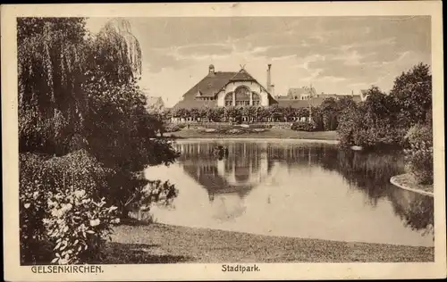 Ak Gelsenkirchen im Ruhrgebiet, Stadtpark, Teich