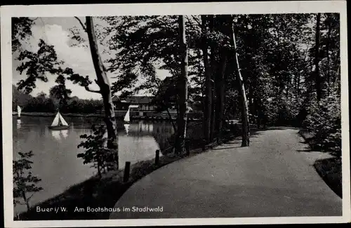 Ak Buer Gelsenkirchen im Ruhrgebiet, Bootshaus im Stadtwald