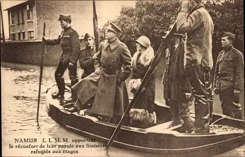 Ak Namur Wallonien, L.L.M.M. apportent le reconfort de leur parole aux Sinistres refugies aux etages