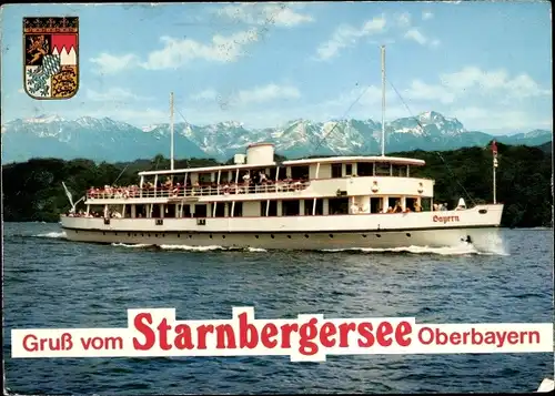 Ak MS Bayern, Wettersteingebirge, Starnberger See, Wappen