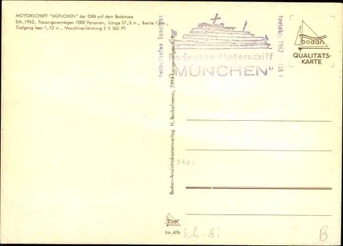 Ak Bodensee, Motorschiff München mit Passagieren an Bord