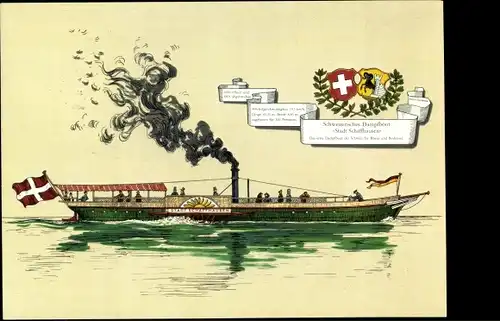 Ak Dampfboot Stadt Schaffhausen, Raddampfer, Wappen