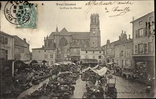 Ak Toul Meurthe et Moselle, Place du Marche