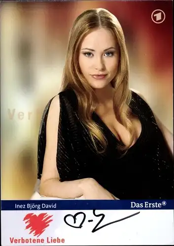Ak Schauspielerin Ines Björg David, Portrait, Autogramm, Serie Verbotene Liebe