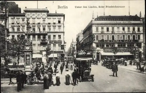 Ak Berlin Mitte, Unter den Linden, Ecke Friedrichstraße, Victoria Cafe