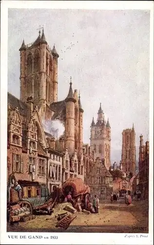 Künstler Ak Grand Gent Ostflandern, Eine Straße im Jahr 1833