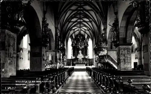 Ak Millstatt am See Kärnten, Hauptpfarrkirche, Innenansicht