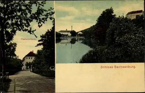 Ak Frankenberg an der Zschopau, Schloss Sachsenburg, Fischerschänke