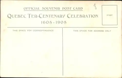 Ak Quebec Kanada, IIIe Centenaire 1608-1908, Monument Wolfe