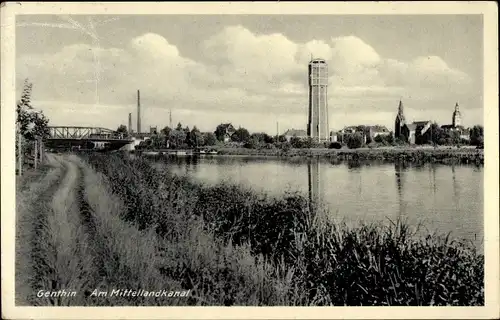 Ak Genthin am Elbe Havel Kanal, Mittellandkanal