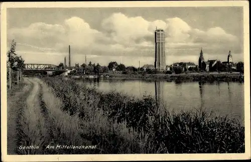 Ak Genthin am Elbe Havel Kanal, Mittellandkanal