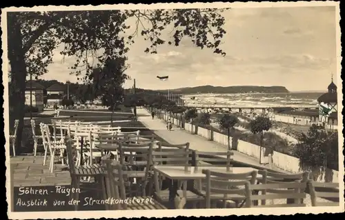 Ak Ostseebad Göhren auf Rügen, Ausblick von der Strandkonditorei