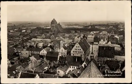 Ak Hansestadt Greifswald, Gesamtansicht, Blick vom Nikolaiturm