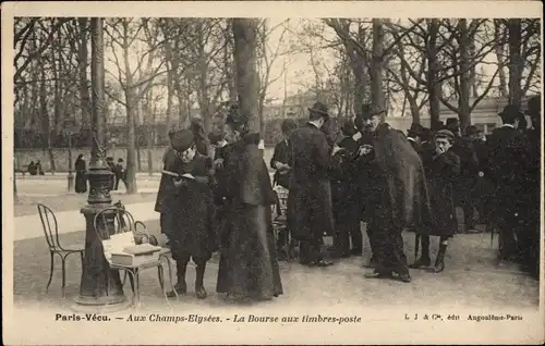 Ak Paris VIII., Champs Elysées, Börse für Briefmarken und Ansichtskarten, Händler