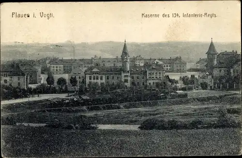 Ak Plauen im Vogtland, Kaserne des 10. Infanterie Regiments Nr. 134, Totalansicht