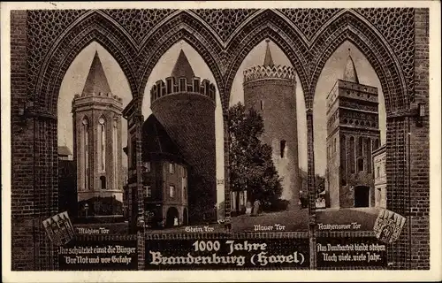 Ak Brandenburg an der Havel, Mühlentor, Steintor, Plauer Tor, Rathenower Tor, 1000 Jahre