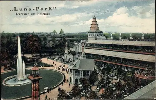 Ak Berlin Wilmersdorf Halensee, Lunapark, Terrassen am Halensee
