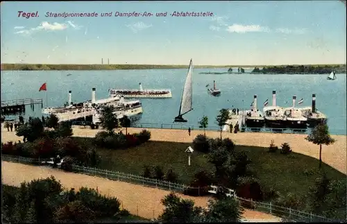 Ak Berlin Reinickendorf Tegel, Strandpromenade, Dampferstation