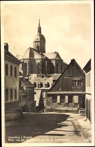 Ak Annaberg Buchholz im Erzgebirge, St. Annenkirche von der Farbgasse aus gesehen