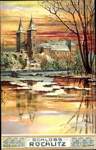 Künstler Ak Böhmert, Rochlitz an der Mulde, Schloss, Winter