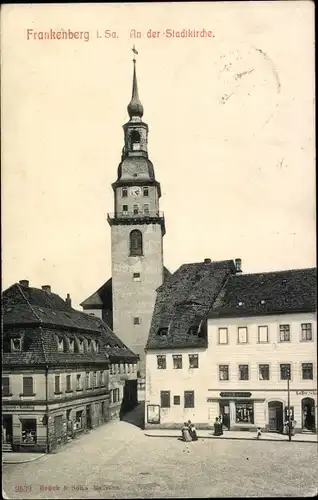 Ak Frankenberg in Sachsen, Stadtkirche, Geschäfte