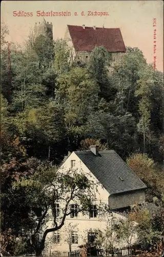 Ak Scharfenstein Drebach im Erzgebirge Sachsen, Schloss Scharfenstein