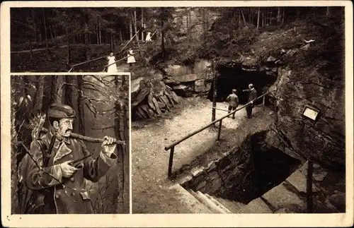 Ak Ehrenfriedersdorf im Erzgebirge, Stülpnerhöhle am Greifenstein, Karl Stülpner