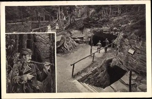 Ak Ehrenfriedersdorf im Erzgebirge, Stülpnerhöhle am Greifenstein, Karl Stülpner