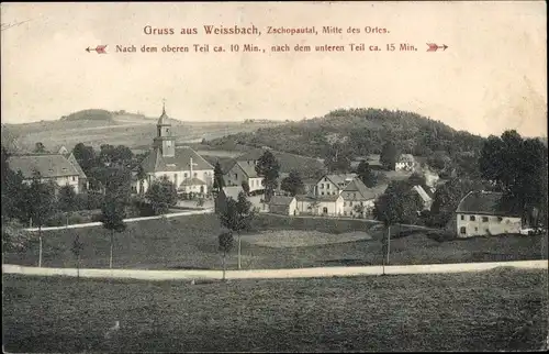 Ak Weißbach Amtsberg im Erzgebirge, Zschopautal, Ortsmitte, Kirche