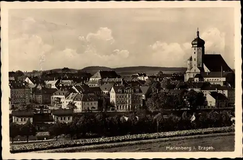 Ak Marienberg im Erzgebirge Sachsen, Gesamtansicht, Kirche