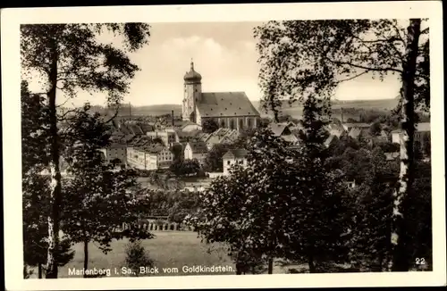 Ak Marienberg im Erzgebirge Sachsen, Blick vom Goldkindstein, Kirche