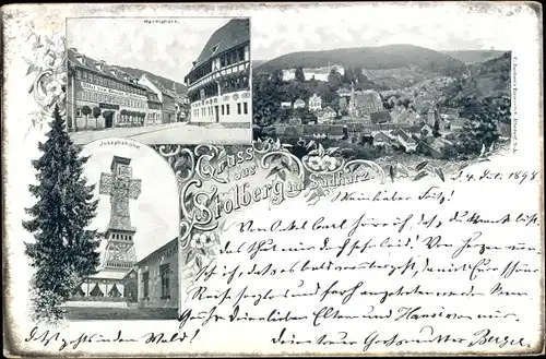 Ak Stolberg im Harz, Marktplatz, Josephshöhe, Panorama