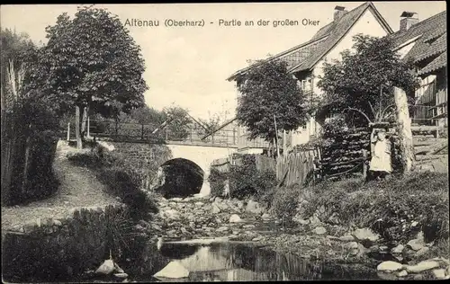 Ak Altenau Clausthal Zellerfeld im Oberharz, An der großen Oker
