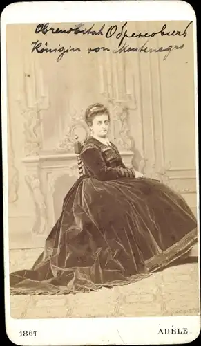 CdV Königin von Montenegro, Portrait, 1867