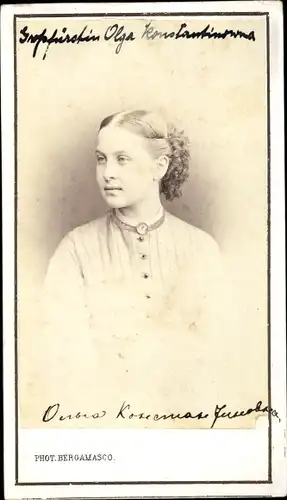 CdV Russischer Adel, Großfürstin Olga Konstantinowa, Portrait, um 1870