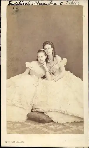 CdV Russischer Adel, Großfürstin Alexandra und Tochter, Portrait, um 1870