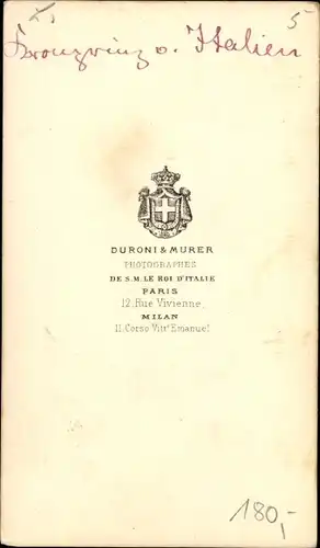 CdV König von Italien, Portrait, um 1870