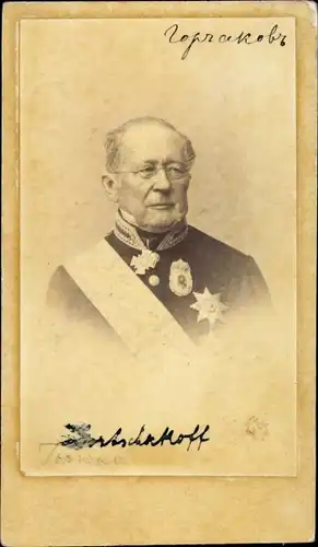 CdV Russischer Adel, Fürst Alexander Michailowitsch Gortschakow, Portrait, um 1870