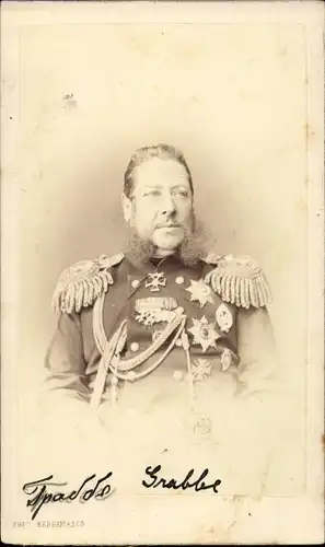 CdV Russischer Generalleutnant Nicholas Pawlowitsch Grabbe, Portrait, Uniform, Orden, um 1870