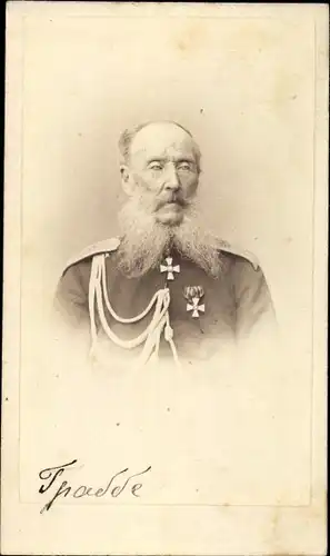 CdV Russischer Adeliger, General der Kavallerie Paul Grabbe, Portrait, Uniform, Orden, um 1870