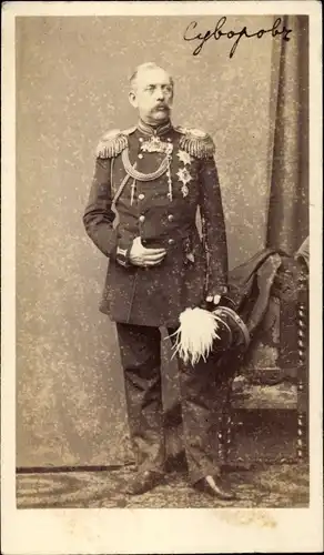 CdV Russischer General, Diplomat Alexander Arkadjewitsch Suworow, Uniform, Orden, um 1870