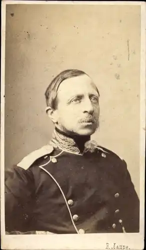 CdV Russischer Adeliger Prinz Peter von Oldenburg, Standportrait, Ulanen Uniform, um 1870