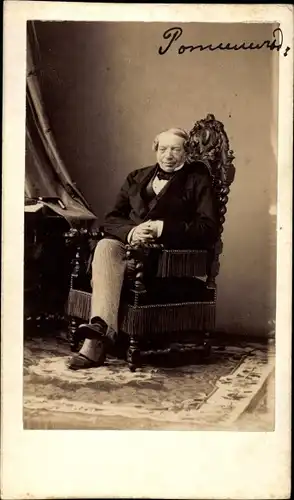 CdV Jakob James Rothschild (1792-1868), Paris, Bankier, Portrait im Sessel, um 1865