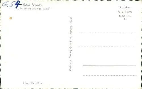 Ak Schauspieler Rock Hudson in In einem anderen Land, Portrait