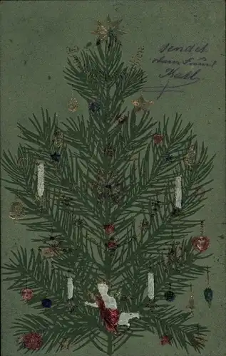 Präge Litho Glückwunsch Weihnachten, Tannenbaum, Weihnachtsbaum