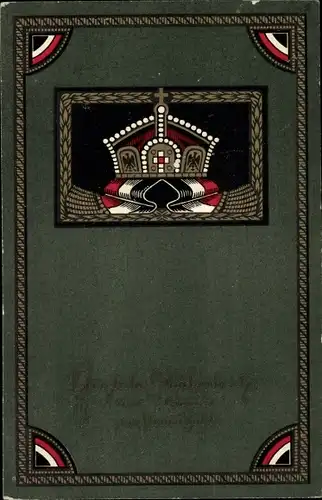 Ak Kaiserreich, Krone, Fahnen, Propaganda, Patriotik