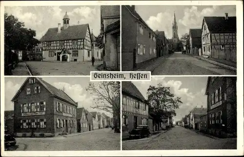 Ak Geinsheim Trebur am Rhein Hessen, Rathaus, Straße, Kirche, Gasthaus