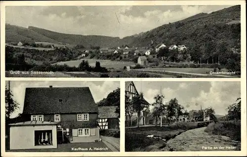 Ak Sassenroth Herdorf im Siegerland, Gesamtansicht, Kaufhaus A. Heidrich, Heller