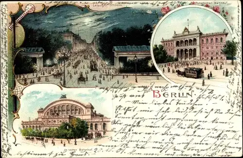 Mondschein Litho Berlin Kreuzberg, Anhalter Bahnhof, Leipziger Straße